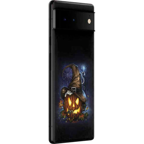 Halloween Cat and Jack O Lantern Pumpkin by Sarah Richter Google Pixel 6 Pro Skin